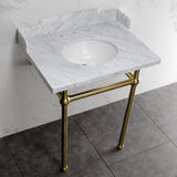 Fauceture 30-Inch Carrara Marble Console Sink with Brass Legs