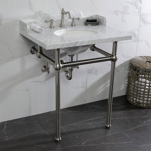 Fauceture 30-Inch Carrara Marble Console Sink with Brass Legs