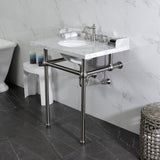 Fauceture 30-Inch Carrara Marble Console Sink with Brass Legs