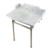 Fauceture 30-Inch Carrara Marble Console Sink with Brass Legs