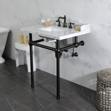 Pemberton 30-Inch Carrara Marble Console Sink with Brass Legs (8-Inch, 3-Hole)