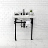 Fauceture 30-Inch Carrara Marble Console Sink with Stainless Steel Legs