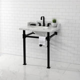 Fauceture 30-Inch Carrara Marble Console Sink with Stainless Steel Legs