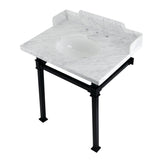 Fauceture 30-Inch Carrara Marble Console Sink with Stainless Steel Legs