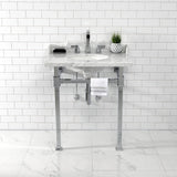 Fauceture 30-Inch Carrara Marble Console Sink with Stainless Steel Legs