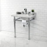 Fauceture 30-Inch Carrara Marble Console Sink with Stainless Steel Legs