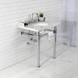 Fauceture 30-Inch Carrara Marble Console Sink with Stainless Steel Legs