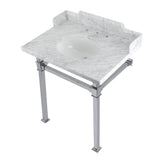 Fauceture 30-Inch Carrara Marble Console Sink with Stainless Steel Legs