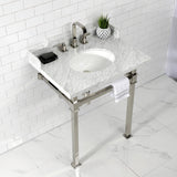 Fauceture 30-Inch Carrara Marble Console Sink with Stainless Steel Legs