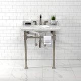 Fauceture 30-Inch Carrara Marble Console Sink with Stainless Steel Legs