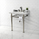 Fauceture 30-Inch Carrara Marble Console Sink with Stainless Steel Legs