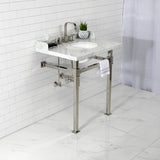 Fauceture 30-Inch Carrara Marble Console Sink with Stainless Steel Legs