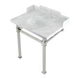 Fauceture 30-Inch Carrara Marble Console Sink with Stainless Steel Legs