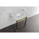 Fauceture 30-Inch Carrara Marble Console Sink with Stainless Steel Legs