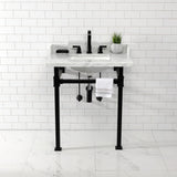 Viceroy 30-Inch Carrara Marble Console Sink with Stainless Steel Legs (8-Inch, 3-Hole)