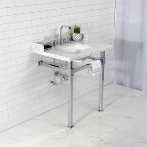 Fauceture 30-Inch Carrara Marble Console Sink with Stainless Steel Legs