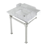 Viceroy 30-Inch Carrara Marble Console Sink with Stainless Steel Legs (8-Inch, 3-Hole)