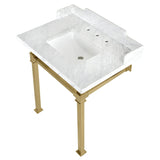 Viceroy 30-Inch Carrara Marble Console Sink with Stainless Steel Legs (8-Inch, 3-Hole)