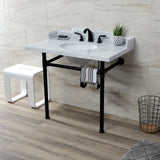 Fauceture 36-Inch Carrara Marble Console Sink with Stainless Steel Legs