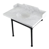 Fauceture 36-Inch Carrara Marble Console Sink with Stainless Steel Legs