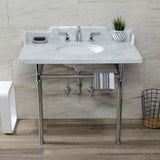 Fauceture 36-Inch Carrara Marble Console Sink with Stainless Steel Legs