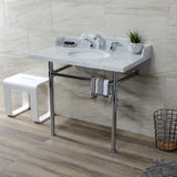 Fauceture 36-Inch Carrara Marble Console Sink with Stainless Steel Legs