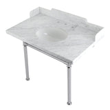 Fauceture 36-Inch Carrara Marble Console Sink with Stainless Steel Legs