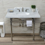 Fauceture 36-Inch Carrara Marble Console Sink with Stainless Steel Legs