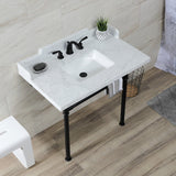 Fauceture 36-Inch Carrara Marble Console Sink with Stainless Steel Legs