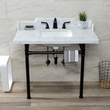 Fauceture 36-Inch Carrara Marble Console Sink with Stainless Steel Legs