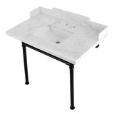 Fauceture 36-Inch Carrara Marble Console Sink with Stainless Steel Legs