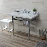 Fauceture 36-Inch Carrara Marble Console Sink with Stainless Steel Legs