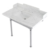 Fauceture 36-Inch Carrara Marble Console Sink with Stainless Steel Legs