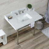 Fauceture 36-Inch Carrara Marble Console Sink with Stainless Steel Legs