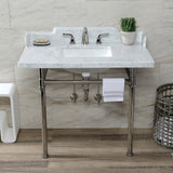 Fauceture 36-Inch Carrara Marble Console Sink with Stainless Steel Legs