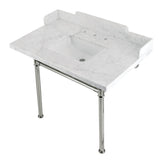 Fauceture 36-Inch Carrara Marble Console Sink with Stainless Steel Legs