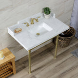 Fauceture 36-Inch Carrara Marble Console Sink with Stainless Steel Legs