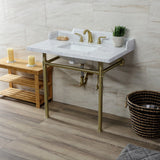 Fauceture 36-Inch Carrara Marble Console Sink with Stainless Steel Legs