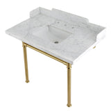 Fauceture 36-Inch Carrara Marble Console Sink with Stainless Steel Legs