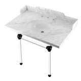 Fauceture 36-Inch Carrara Marble Console Sink with Acrylic Legs