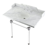 Fauceture 36-Inch Carrara Marble Console Sink with Acrylic Legs