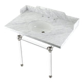 Fauceture 36-Inch Carrara Marble Console Sink with Acrylic Legs