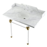 Fauceture 36-Inch Carrara Marble Console Sink with Acrylic Legs