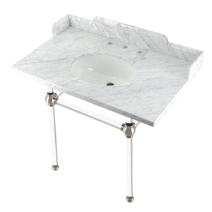 Fauceture 36-Inch Carrara Marble Console Sink with Acrylic Legs