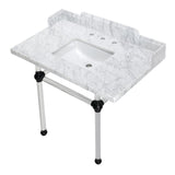 Pemberton 36-Inch Carrara Marble Console Sink with Acrylic Legs (8-Inch, 3-Hole)