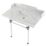 Pemberton 36-Inch Carrara Marble Console Sink with Acrylic Legs (8-Inch, 3-Hole)