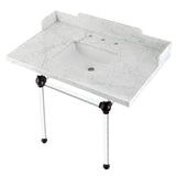 Fauceture 36-Inch Carrara Marble Console Sink with Acrylic Legs