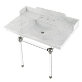 Pemberton 36-Inch Carrara Marble Console Sink with Acrylic Legs (8-Inch, 3-Hole)