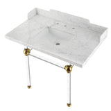 Pemberton 36-Inch Carrara Marble Console Sink with Acrylic Legs (8-Inch, 3-Hole)