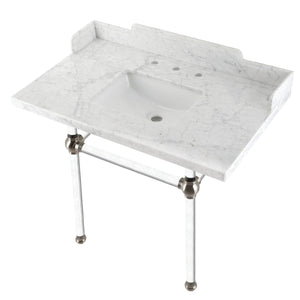 Fauceture 36-Inch Carrara Marble Console Sink with Acrylic Legs